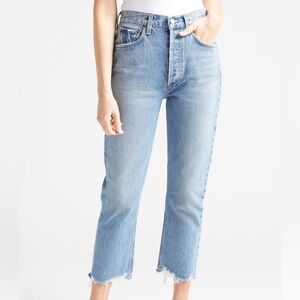 Agolde Riley High Rise Jeans in color Doubt Size 30